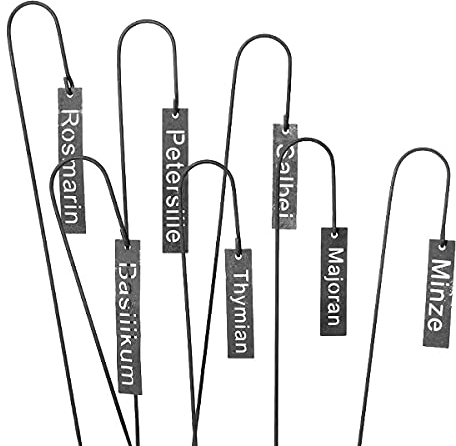 ARTECSIS 7er Set Kräuterschilder Kräuterstecker Pflanzenschilder Beschriftung Kräuter aus Metall