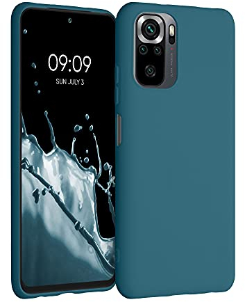 kwmobile Funda para Xiaomi Redmi Note 10 / Note 10S Carcasa - Ultrafina de TPU y Silicona con Bordes elevados anticaídas - petróleo Mate