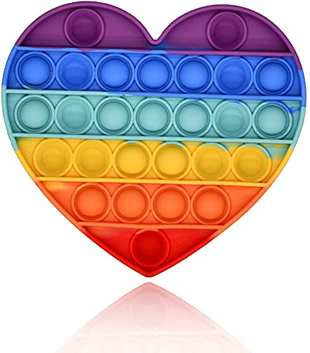 KUNSTIFY POP IT Fidget Toy Antistress Spielzeug für Erwachsene und Kinder Anti Stress Sensorik Popit Figetttoys Fidget Toy Set Figuren Figet Squishy Set Bubble Push pop (Regenbogen Herz)
