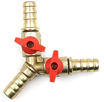 Hsthe Sea Brass Ball Valve, 8mm(5/16) 3 Way Ball Valve Y Ball Valve Barbed Hose Pipe Joiner with Switch for Water Oil Gas to Garden Watering,Construction and Industry.