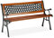 Relaxdays Gartenbank, 2 Sitzer, Holz & Gusseisen, Balkon & Terrasse, rustikale Sitzbank, HBT: 73x125x52,5 cm, braun/grün