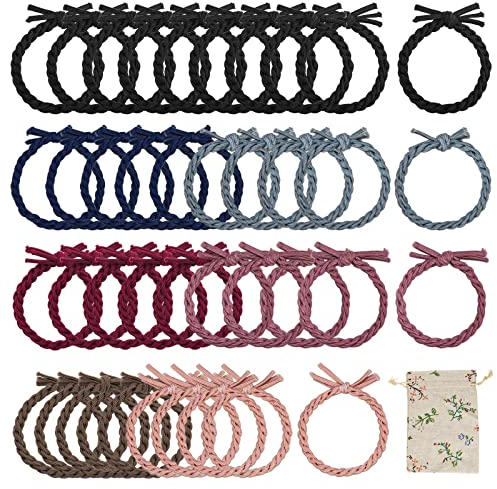 S-Mechanic 40 Stück stilvolle geflochtene Haargummis, superelastische Original-Haargummis, Haarschmuck für dickes Haar von Frauen und Mädchen 7 Farben