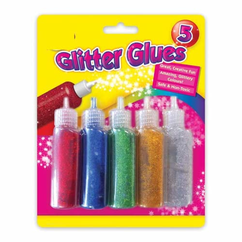TRTO 5 Pack Glitter Glues Glue Sparkle Crafts Art Kids Children School Fun