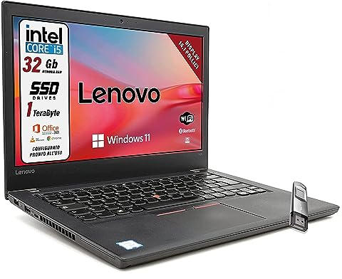 Lenovo, schermo HD da 15,6, Intel N4020, 4 GB di RAM, Ssd m2 256 GB, Win 11 Pro QWERTY con adesivi AZERTY