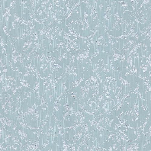 Papier peint baroque Profhome 306605-GU papier peint textile texturé au style baroque brillant bleu vert 5,33 m2