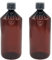 Devitre 2 braune Laborflaschen 1000 ml Kunststoff mit Deckel Messbecher und Etiketten