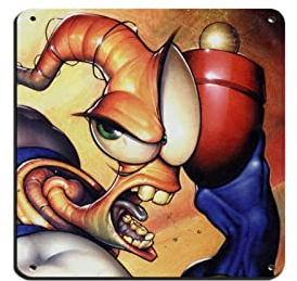 RIELLI Earthworm Jim Game 16 Blechschild Vintage Metall Pub Club Cafe Bar Home Wandkunst Dekoration Poster Retro 30 x 30 cm