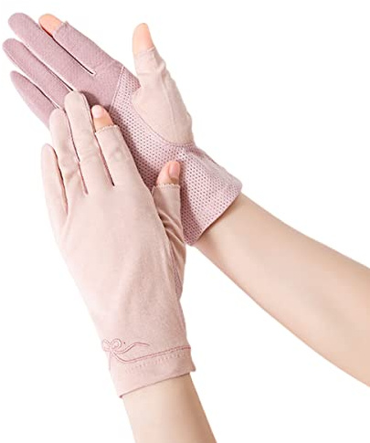 Damen UV Sonnenschutz Handschuhe Sommer Baumwolle Driving Touchscreen Handschuhe Anti-Rutsch Atmungsaktiv Fahrradhandschuhe Outdoorhandschuhe für Radfahren Angeln Sport Fitnes Laufen für Männer Frauen