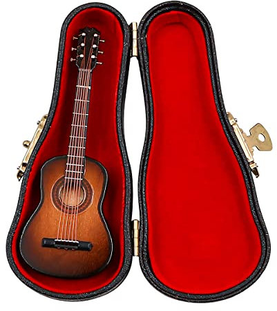 Alnicov 10CM Gitarrenmodell mit Ständer, Koffer, geeignet für Home-Office-Dekoration, Feiertags-Geburtstagsgeschenk