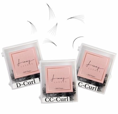 Fertige 5D Volumen Wimpern Fächer (500 Stk) D-Curl | CC-Curl | C-Curl | Längen 8-13mm handgefertigt vorgefächert (D-Curl, 11mm)