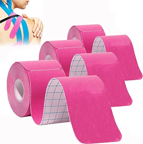 ANAMPION Kinesiotapes Vorgeschnitten(3 Rollen,5cm*5m) Kinesiologie Tape wasserfestes Physio Tape und Sporttape für den Sport, für Knie, Schulter und Ellenbogen, Muskelstraffende Bänder(Rosa)