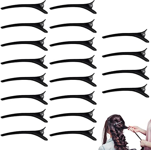 Pince Crocodile Cheveux, Bec de Canard Pinces à Cheveux, 20pcs Plastique Coiffeur Pince, Pinces à Cheveux Professionnelles, Salon Barrettes pour Femmes Filles Coiffure