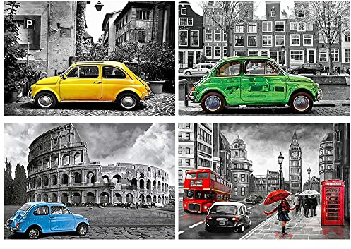 4 Pack Diamond Painting Auto 30x40 cm Stadtstickerei Diamant Malerei Kreuzstich Landschaften Rom England