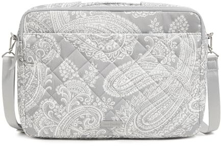 Vera Bradley Station de travail à bandoulière pour ordinateur portable, Sacoche pour ordinateur portable, Accessoire bureau travail, en sergé Performance, Cachemire gris nuage, Taille unique