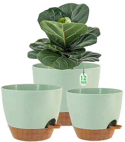 3Pack 30.5+25.4+22.86CM Vasi per piante autoinnaffianti per persone pigre, fioriera autoinnaffiante in plastica verde per tutte le piante d'appartamento, succulente, violette africane, fiori e cactus