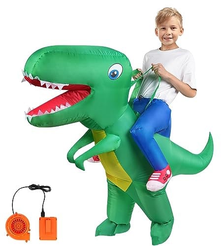 AOOWU Dino Kostüm, 3PCS Dinosaurier Aufblasbares Kostüm,Kinder Dinosaurier Kostüm Lustige Aufblasbare Kostüme, Halloween-Kleid Lustiges Kostüm Aufblasbare für Karneval Party Geburtstags-Geschenk