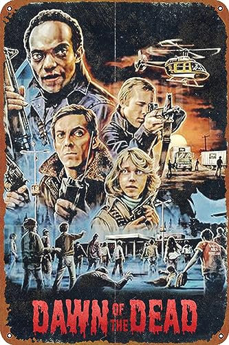 Filmposter Dawn of the Dead, Retro, Vintage, lustiges Metall-Blechschild, Outdoor-Küchendekoration, Bar, Pub, Club, Café, Zuhause, Innenbereich, Wanddekoration, Kunstschild, Geschenk für Männer,