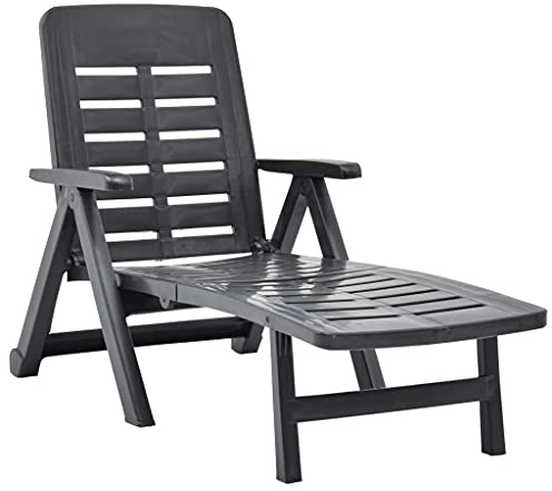 Gartenstuhl, klappbar, Sonnenliege, Kunststoff, Anthrazit, mit Farbe: Anthrazit