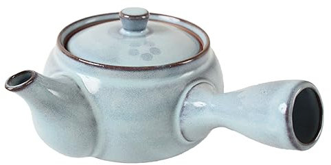 Mino Ware Teekanne aus japanischer Keramik, Blumenmuster mit Teesieb, hergestellt in Japan, Hellblau SYK001