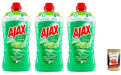 3x Ajax Detersivo Pavimenti,Bodenreiniger, Frische- und Sauberkeitsreiniger, Zitrone 950 ml+ Italian Gourmet polpa 400g