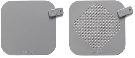 Marstey Lot de 2 protecteurs de crépine d'évier en Silicone pour Drain de Douche, Couvercle de vidange Pliable, Filtre de Douche pour éviers, baignoires, douches, Cuisine (Gris)