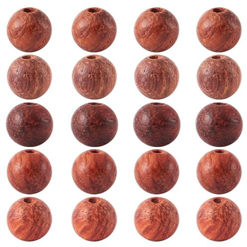 Lot de 500 perles rondes en bois de rose naturel percé au centre de 6 mm pour fabrication de bijoux