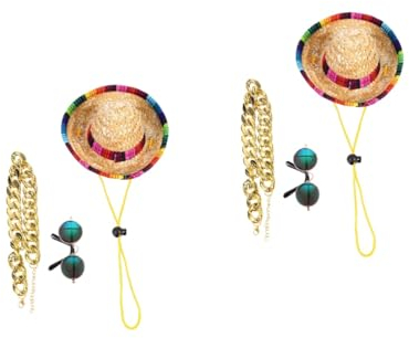 Milisten 6 Pcs Chapeau De Paille pour Animaux De Compagnie Chapeau De Paille pour Chapeaux De Chat pour Chats Lunettes De Soleil De Bouclier Solaire Lunettes De Soleil pour Chats