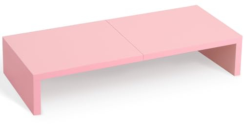 TEAMIX Monitorständer aus Holz, 50,8 cm, Rosa, Monitorständer für Schreibtisch, stabiler TV-/Bildschirm-/PC/Drucker/Laptop, Computer-Regal mit Aufbewahrung, TV-Halterung für Heimbüro, Rosa, 50,8 cm