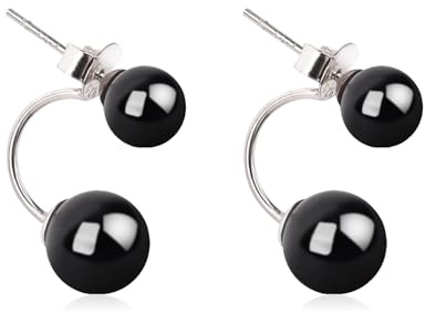 Hmzidz Damen Ohrstecker Kugel Ohrringe mit Schwarz/Rote Onyx,Ohrringe Silber Hängend mit Stein,Ohrhänger Silber 925 Mädchen,Piercing Ohrringe,Modeschmuck Ohrringe für Freundin