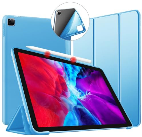 VAGHVEO Custodia per iPad Pro 11 Pollici M4 2024, iPad Pro 11 Pollici 5a Generazione Custodia Ultra Sottile Intelligente con Cover Posteriore in TPU Morbidoo, Funzione Sleep/Wake Automatica, Azzurro