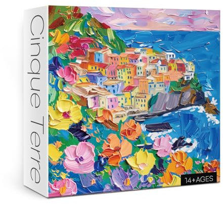 Bunte Cinque Terre Puzzles für Erwachsene, 1000 Teile, Malkunst, Strand, Ozean, Puzzle, schöne Blumenlandschaft, Blumenlandschaft, malerisches Puzzle