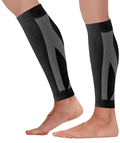 2 Pièces Manchon Compression Mollet,Chaussettes de Compression Mollet,Respirant Antidérapant,Chaussettes Contention pour Jambes,Pour femme et homme Sport Course Jogging Vélo Fitness Exercise (M)