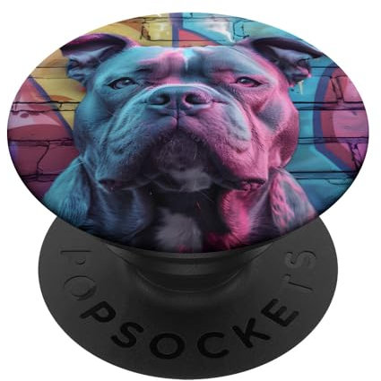 Bunte Graffiti Street Art American Bully Dog PopSockets mit austauschbarem PopGrip