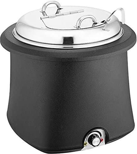 304 Stainless Steel Soup Kettle Food Buffet Warmer Machine, 10L Electric Portable Design Soup Warmer Pot, for Restaurant Gravy and Soup,Red,Black