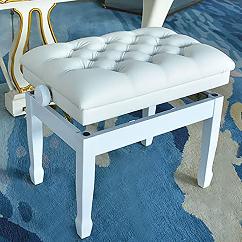WYRMB Faux Leather Piano Stool Adjustable Artist Piano Bench Stool,Imported Beech,Environmental Spray Paint,4 Colors Are Available,White