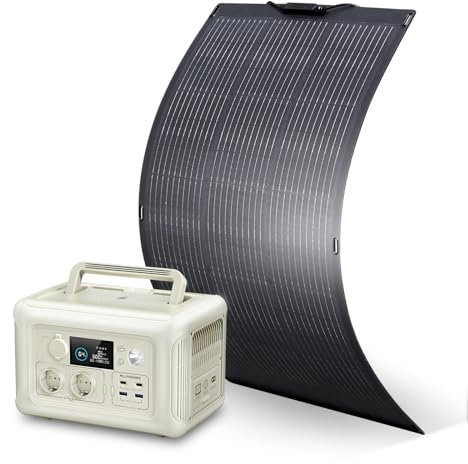 ALLPOWERS Generatore Solare R600 con Pannello Solare Flessibile Monocristallino da 100W, 600W Uscita CA, 299Wh LiFePO4 Power Station Portatile per Giardino, Viaggio, Campeggio, Camper, UPS
