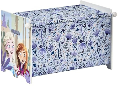 Disney Frozen Storage Box - Easy to Assemble Toy Chest for Kids - Durable and Spacious Organizer for Toys, Books, and Games - Ideal for Bedrooms and Playrooms with Frozen Characters