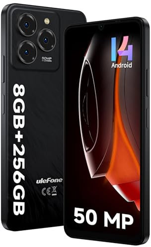 Ulefone Note 20 Pro Android 14 Smartphone, 8GB RAM + 256GB ROM/TF 1TB Erweiterbar Octa Core, 50MP Kamera 6.75 HD+ Smartphone Ohne Vertrag, 6000mAh Dual SIM Handy 4G/OTG/Face ID/GPS-Schwarz