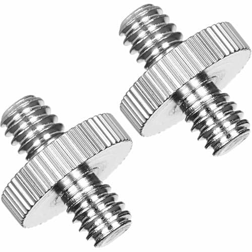 Standard 1/4-20 Male to 1/4-20 Male Threaded Tripod Screw Adapter - Precision Made Tripod Mounting Thread Adapter for Camera (2 Pack)