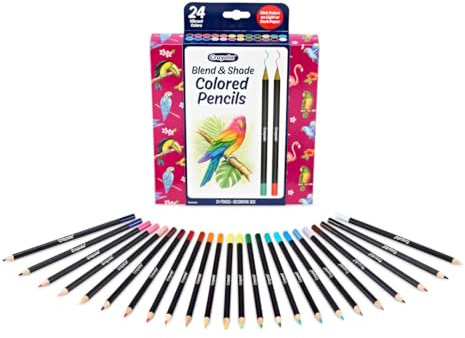Crayola Blend & Shade – Lot de 24 crayons de couleur pour adultes, fournitures artistiques pour croquis et dessin, cadeaux pour adolescents