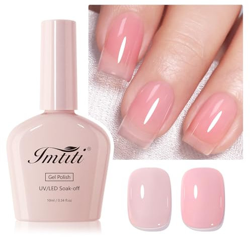 Imtiti Vernis à ongles en gel de style français, rose translucide transparent, vernis en gel UV/LED pour la manucure et la pédicure à la maison ou au salon (10ML-957)