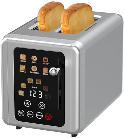 2 Toaster with 1.5in Extra Wide Slots, Touchscreen Smart Toaster, 6-speed Temperature Control, 30 Seconds Reheat Time, Digital Timer, Breakfast Machine for Home Kitchen