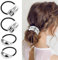 4 PCS Ponytail Cuff Silver Hair Cuffs 2 Styles Pony Cuff for Hair Metal Geometric Elastic Hairs Ties with Metal Piece Cuffs Wrap for Women Girls Thick Christmas Gifts