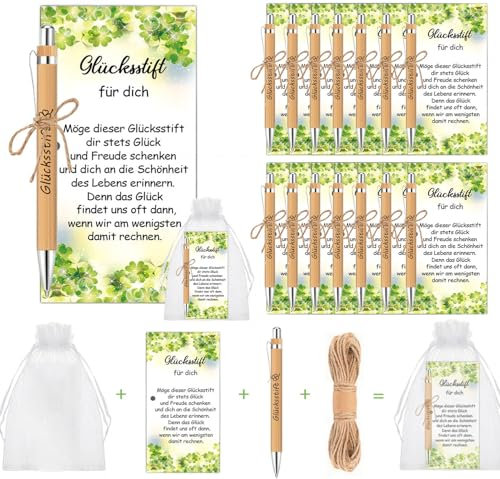 boocooberg 15 Sets Abschiedsgeschenk Kollegen,Abschluss Geschenk Schüler,Kleine Geschenke für Kollegen Holz Stift Glücksstift Dankeskarte,Kollegen Abschiedsgeschenk