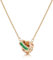 Linawe Emerald Green Necklace for Women, Interlocking Double Circle Moissanite Rhinestone Imitation Diamond Crystal Birthstone Pendant, Rose Gold Dainty Hypoallergenic Chain Necklaces
