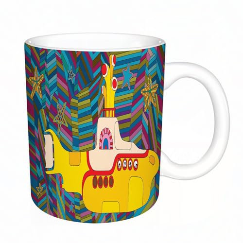 YFHJV Coffee Mug Funny Mug,Yellow Submarine The Beatles Rock Band Illustration,Tea Cup Cup Gift Birthday Work Office Christmas Printed Coffee Cup 11Oz Cups 330ml Large Coffee Mug