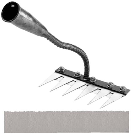 Rastrello da giardino in acciaio al carbonio con 6, 7 o 8 denti, rastrello in ferro resistente per giardinaggio e diserbo, rastrello da giardino in metallo resistente (6 denti)
