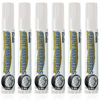 UICCVOKK 6 Stück Reifen Stift,Reifenstift Weiß Wasserfest, Lackstift Weiß,Permanent Reifenmarker,Verblasst Nicht Antifouling für Auto, Motorradreifen, Eramik, Holz, Leder, Kunststoff