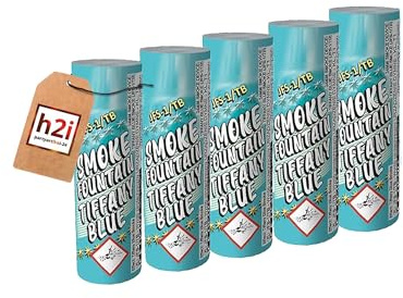h2i Rauch Vulkan Fontäne | 5 Stück | Tiffany Blau | 40 sek | Smoke Tube Rauchfackel Rauchtopf Rauchgenerator Rauchbombe mit dichtem kräftigem Rauch |B7| Ganzjahresfeuerwerk Kat T1/F1