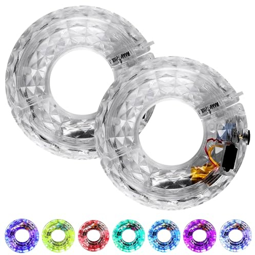 Weciau 2 Stück LED Kinder Roller Licht, USB Wiederaufladbar Speichenlichter mit Smart Induction, 7 Farben und 18 Modi, IP65 Wasserdicht LED Radnabenlichter für Kinder Balance Fahrradreifen